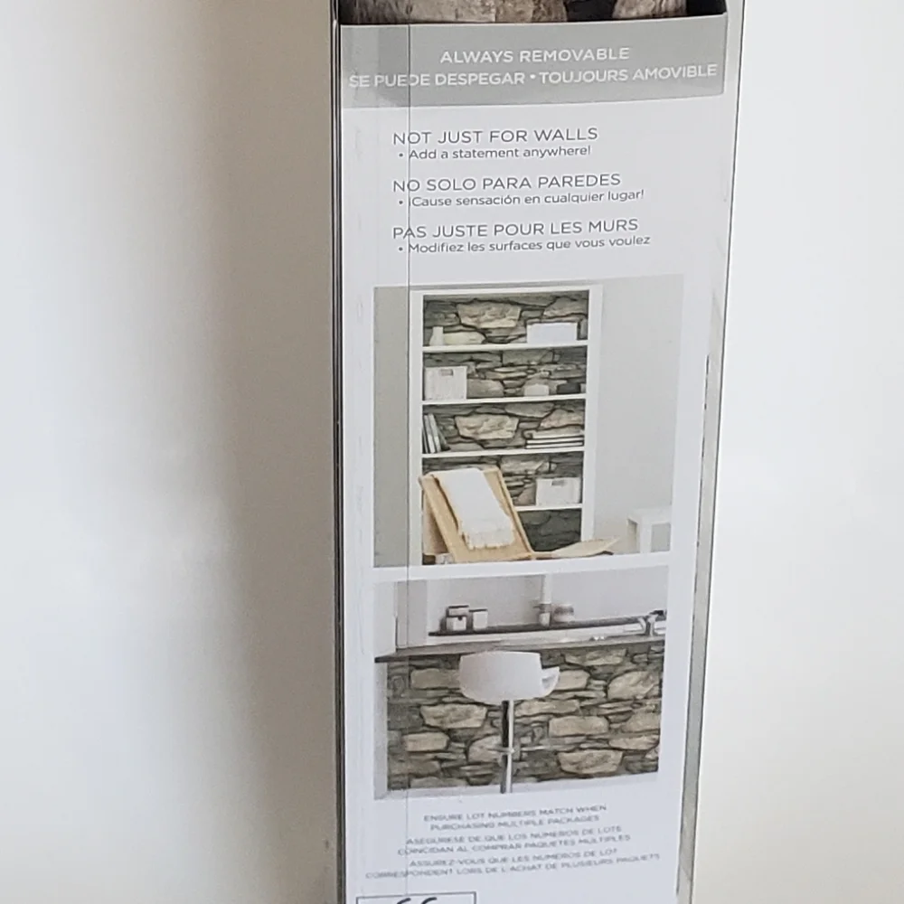 NuWallpaper Brown Vinyl Stone Self-Adhesive Wallpaper